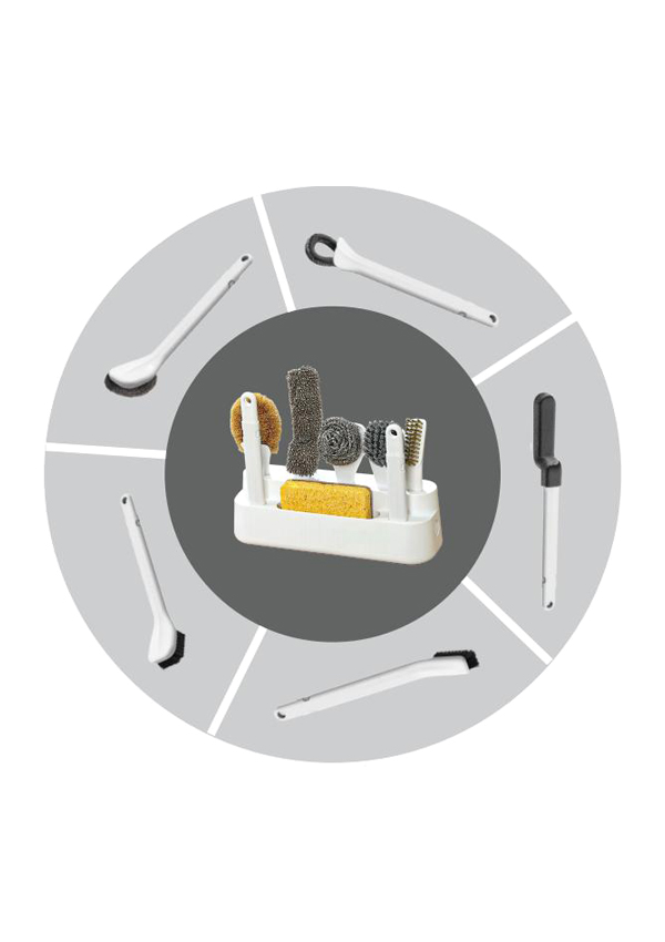 보관 홀더가 있는 P17 병 브러시 세트